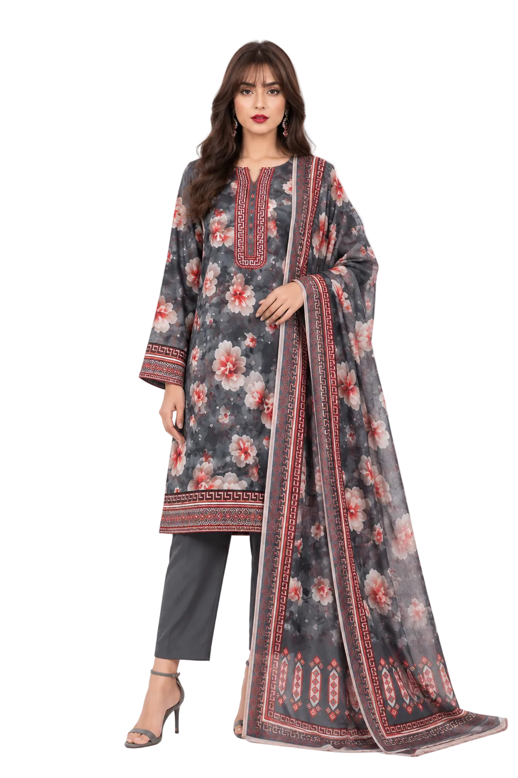 3 Piece Printed Lawn