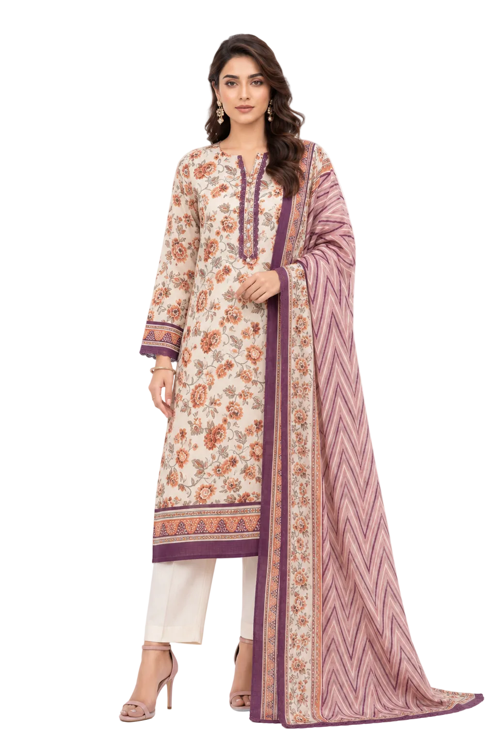 3 Piece Printed Lawn