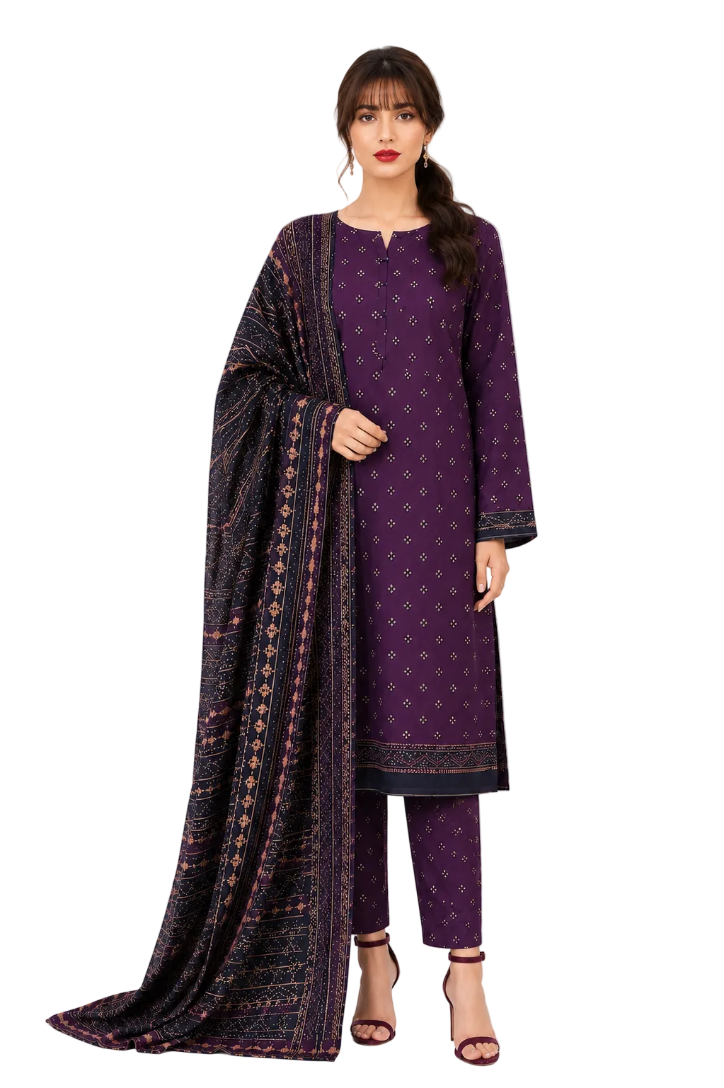 3 Piece Printed Lawn