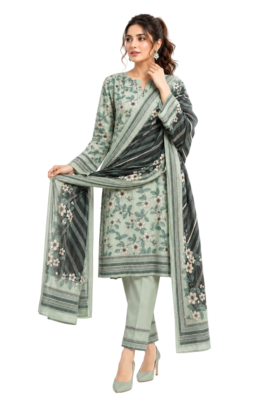3 Piece Printed Sahara Lawn