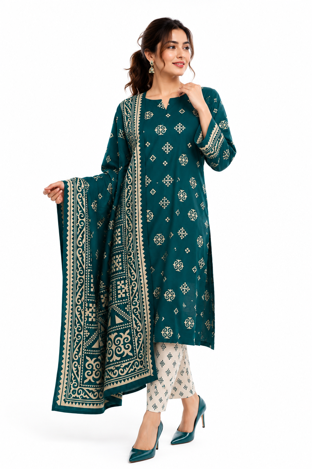 3 Piece Printed Bareeza Dorya