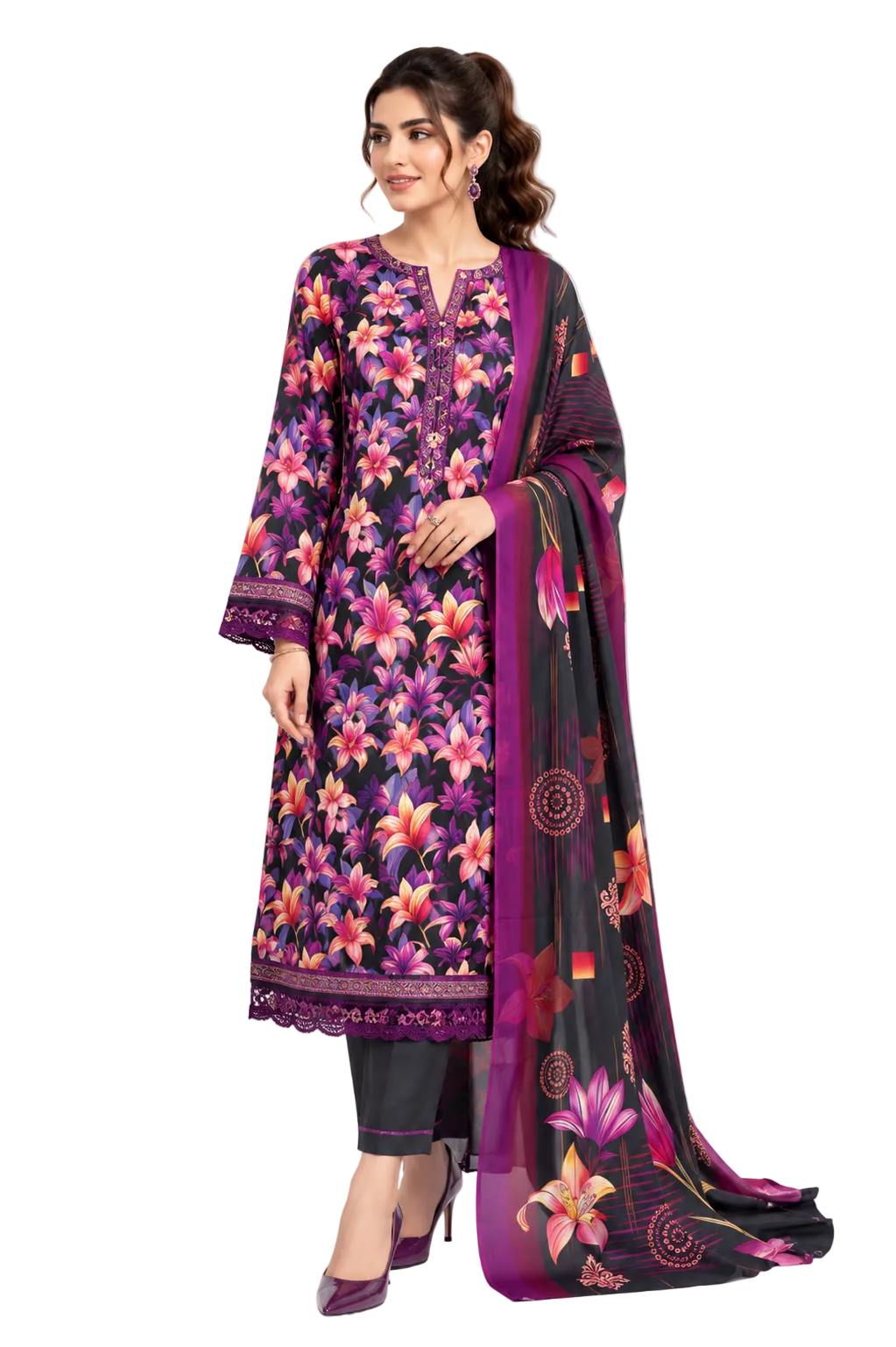 3 Piece Printed Lawn